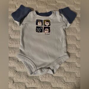 Carter's Light Blue and Navy Infant One-Piece Bodysuit with Snowman Appliqué